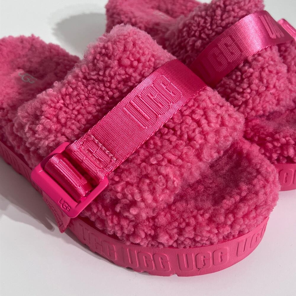 UGG Fluffita Strawberry Sorbet Shearling Platform Sandals Women's Size 7